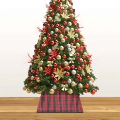 vidaXL Kerstboomstandaarden^ Kerstboomrok 48X48X25 Cm Rood En Zwart