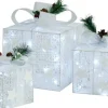 vidaXL Verlichte Kerstfiguren^ Kerstdecoratie Geschenkdozen 3 St Binnen/Buiten Wit