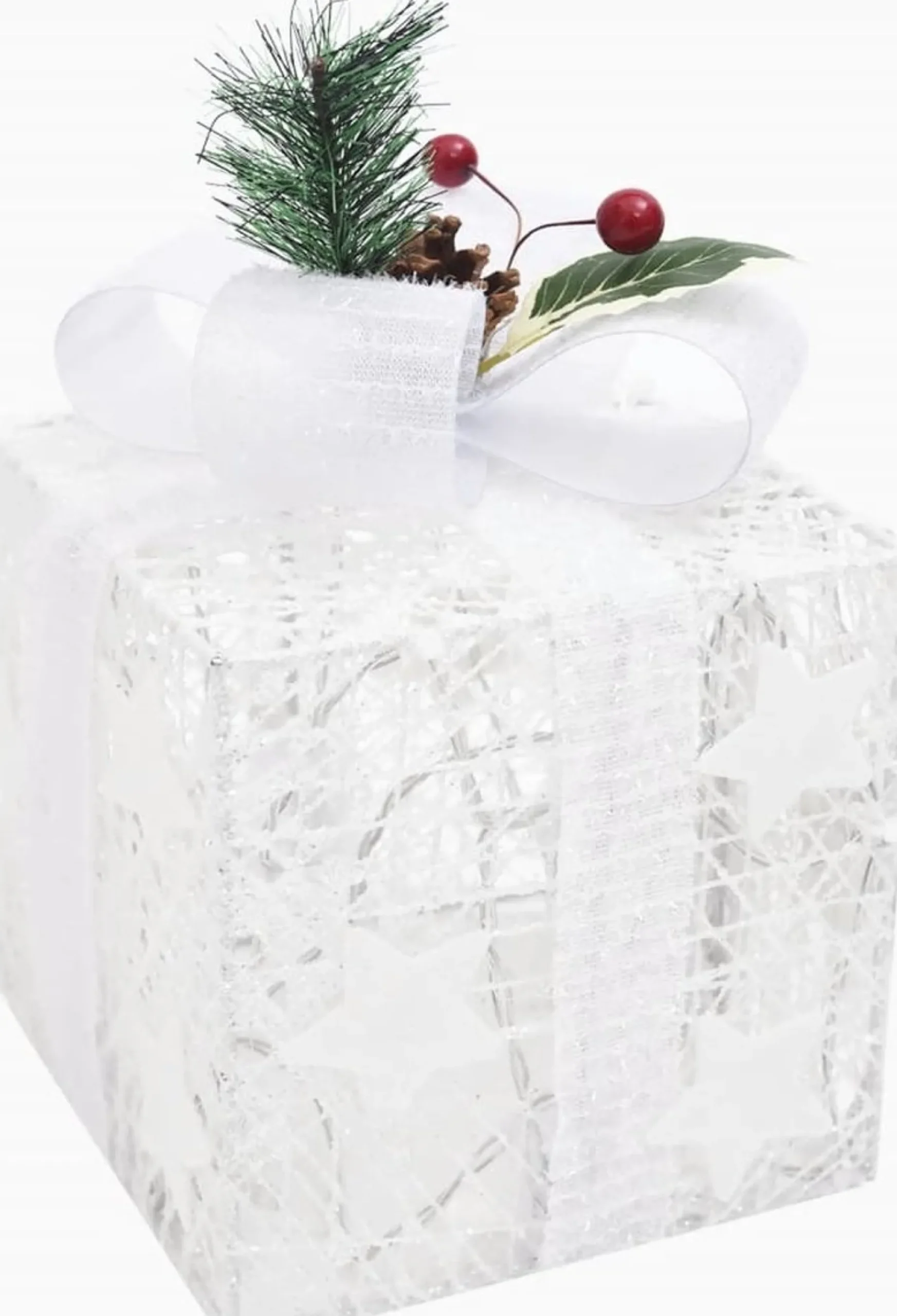 vidaXL Verlichte Kerstfiguren^ Kerstdecoratie Geschenkdozen 3 St Binnen/Buiten Wit