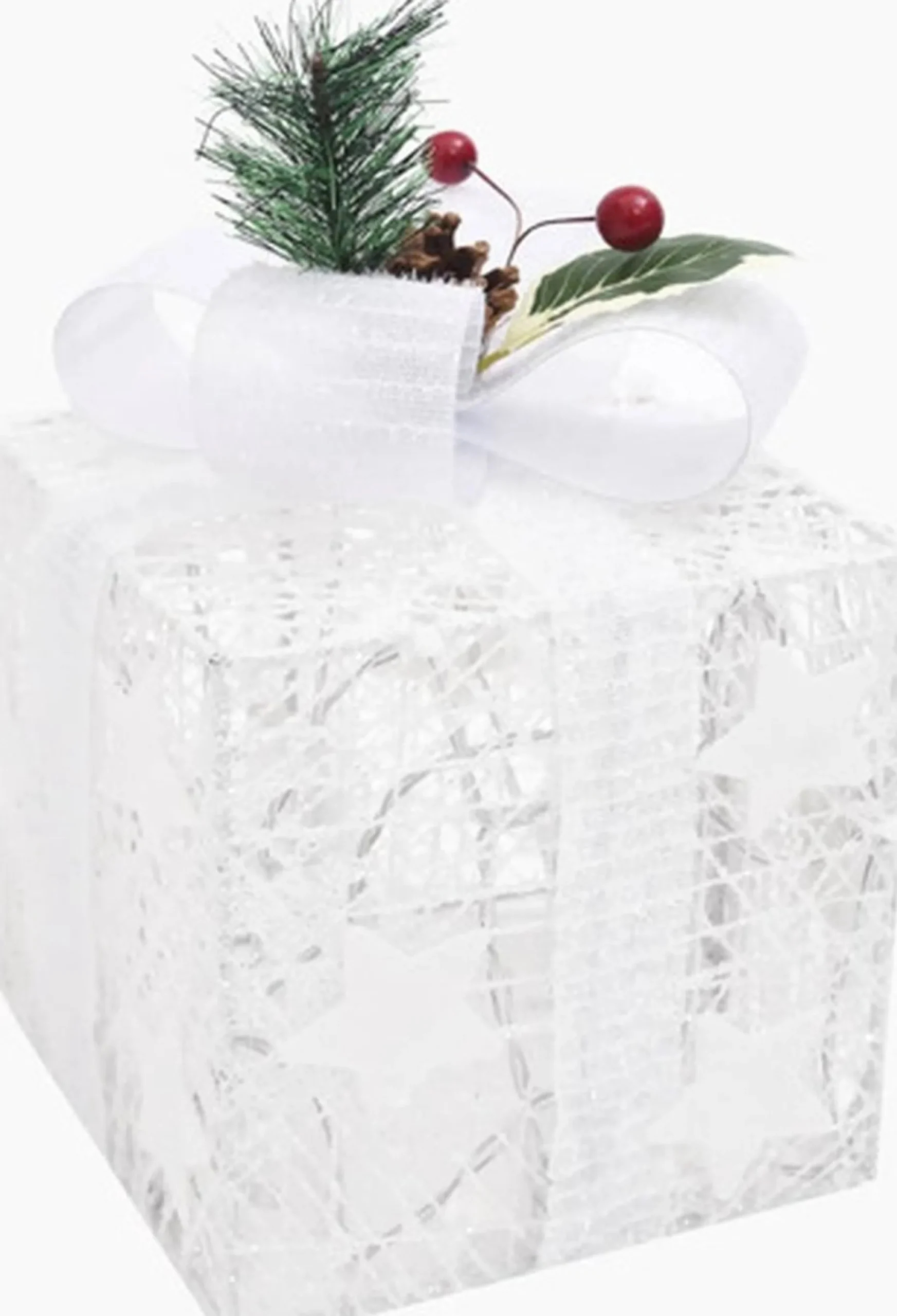 vidaXL Verlichte Kerstfiguren^ Kerstdecoratie Geschenkdozen 3 St Binnen/Buiten Wit