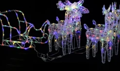 vidaXL Verlichte Kerstfiguren^ Kerstdecoratie Rendieren En Slee 280X28X55 Cm Acryl