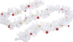 vidaXL Kerstslinger Versierd Met Kerstballen 5 M Wit Store