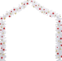 vidaXL Kerstslinger Versierd Met Kerstballen 10 M Wit Discount