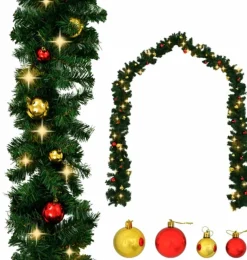vidaXL Kerstslinger Versierd Met Kerstballen En Led-Lampjes 5 M Cheap