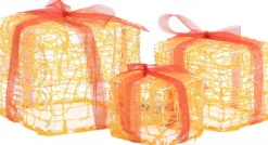vidaXL Verlichte Kerstfiguren^ Kerstverlichting Geschenkdozen 3 St Decoratief Acryl Warmwit