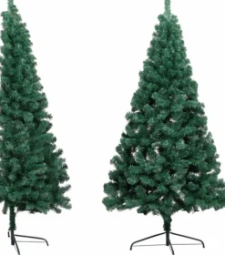 vidaXL Decoratieve Kerstbomen^ Kunstkerstboom Met Standaard Half 120 Cm Pvc Groen