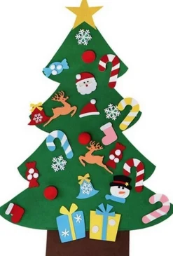 ’merkloos’ Decoratieve Kerstbomen^Vilten Kerstboom - Versier Je Eigen Kerstboom - 80X60Cm - Vilt - Kindvriendelijk - Inclusief 26 Versieringen - Ieder Jaar Te Gebruiken - Kinderspeelgoed - Kerstmis - Kerstboom Diy - Kerst - Seizoensdecoratie