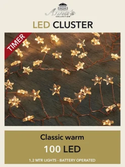 Anna's Collection Kerstlichtsnoeren^2X Cluster Draadverlichting Met Timer 100 Sterren Op Batterij Wit - Kerst Lichtsnoer Lichtdraad Met Sterren Lampjes