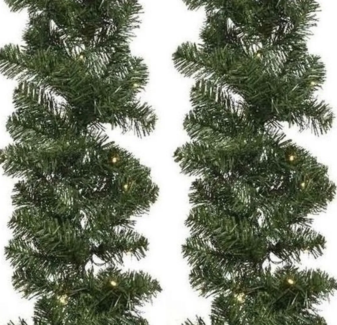 Merkloos 2X Groene Kunst Kerstguirlande Imperial Met Lampjes 270 Cm - Dennenslingers Met Kerstverlichting Hot