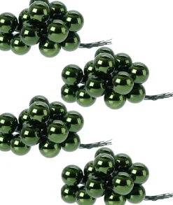 Decoris 40X Mini Glazen Kerstballen Kerststekers/Instekertjes Donker 2 Cm - Donker E Kerststukjes Kerstversieringen Glas Groen Clearance