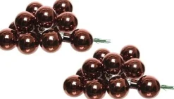 Decoris 20X Mini Glazen Kerstballen Kerststekers/Instekertjes Mahonie 2 Cm - Mahonie E Kerststukjes Kerstversieringen Glas Bruin Store