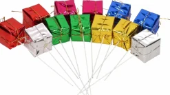 Merkloos 24X Stekers/Prikkers Met Gekleurde Cadeautjes 3,5 Cm - Kerststukje Maken - Kerststukjes Decoratie Discount