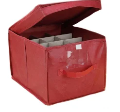 Bellatio Decorations Kerstspullen Opbergers^4X Stuks Kerstballen Opruimen/Opbergen Opbergbox Voor 24 Kerstballen 30 X 39 - Kerstballen Boxen/Dozen