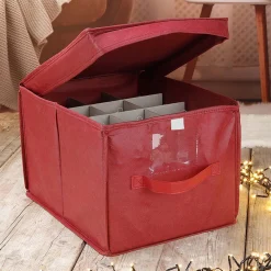 Bellatio Decorations Kerstspullen Opbergers^2X Stuks Kerstballen Opruimen/Opbergen Opbergbox Voor 24 Kerstballen 30 X 39 - Kerstballen Boxen/Dozen