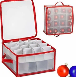 Bellatio Decorations Kerstspullen Opbergers^2X Stuks Kerstballen Opruimen/Opbergen Opbergboxen Voor 32 Kerstballen 30 X 3 - Kerstballen Boxen/Dozen