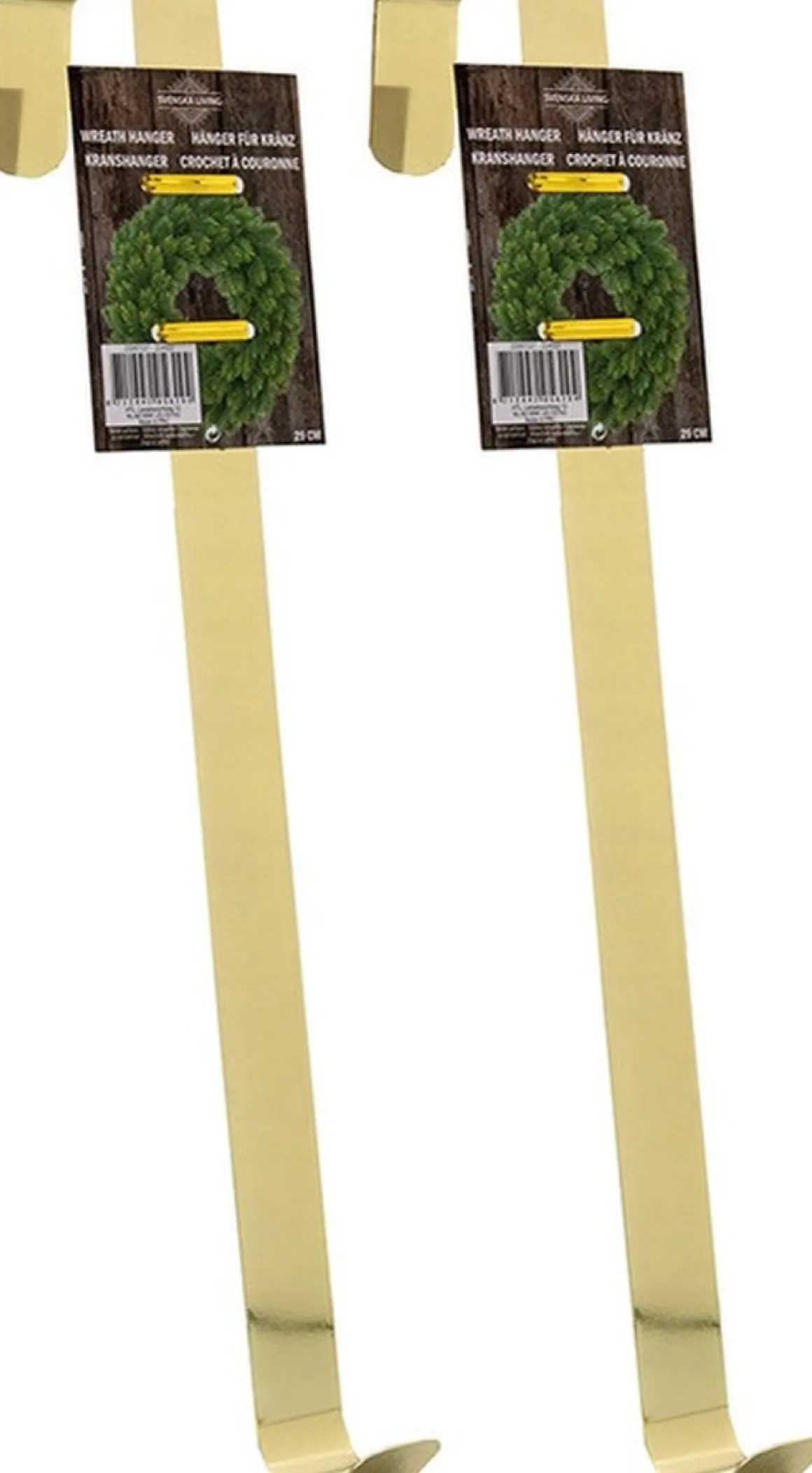 Merkloos 2X Stuks Kerstkrans Ophangen Messing Goud Hangers/Deurhangers 27 Cm - Haken/Beugels Om Kransen Op Te Hangen Best