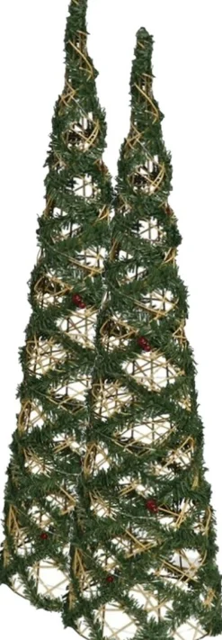 Gerim Verlichte Kerstfiguren^2X Stuks Kerstverlichting Figuren Led Kegel/Pyramide Kerstbomen Draad/Groen 78 Cm 60 Warm Witte Lampjes