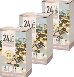 Anna's Collection Kerstlichtsnoeren^3X Stuks Kerstverlichting Met Timer 20 Warm Witte Lampjes Op Batterijen - Lichtsnoer Transparant Met 20 Leds