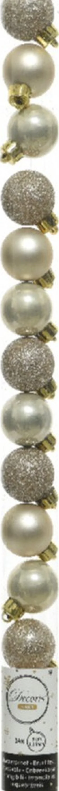 Merkloos 28X Stuks Kunststof Kerstballen Parel/Champagne En Zwart Mix 3 Cm - Kerstboomversiering Champagnekleurig, Zwart Outlet