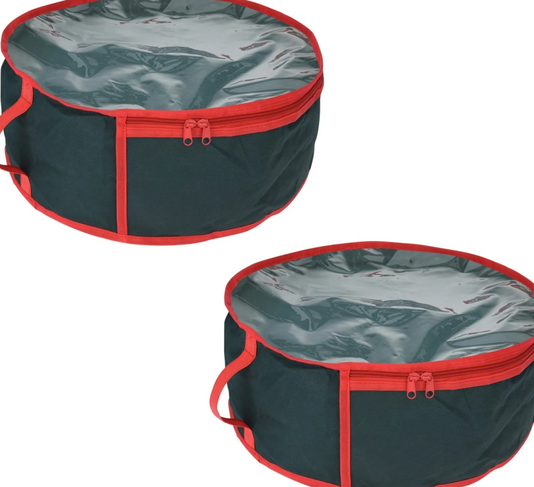 Merkloos Kerstspullen Opbergers^2X Stuks Opbergtassen Groen Voor Kerstkransen Tot 40 Cm - Kerstversieringen Opruimen/Opbergen