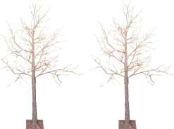 Lumineo Verlichte Kerstfiguren^2X Stuks Verlichte Figuren Witte Lichtboom/Metalen Boom/Berkenboom Met 120 Led Lichtjes 130 Cm - Kerstversiering/Kerstdecoratie