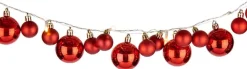 Arte r 2X Stuks Verlichte Kerst Guirlandes/Slingers Met 93 Led Kerstballen Rood - Kerstslingers/Kerst Guirlandes Outlet