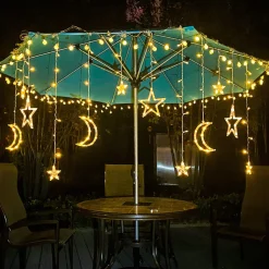 Merkloos Lichtgordijnen^Xtraworks Hemel - Lichtketting Met Maan En Versiering -Verlichting Voor Buiten & Binnen- Led Lichtgordijn Met 8 Verlichtingsmodi - Warm Licht Met 1.5M Snoer 220V