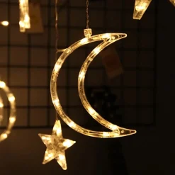 Merkloos Lichtgordijnen^Xtraworks Hemel - Lichtketting Met Maan En Versiering -Verlichting Voor Buiten & Binnen- Led Lichtgordijn Met 8 Verlichtingsmodi - Warm Licht Met 1.5M Snoer 220V