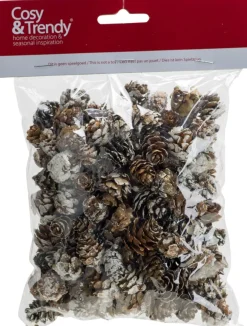 Cosyu0026Trendy 2X Zakjes Met 100 Gram Decoratie Dennenappels Met Sneeuw - Kerststukje/Herfststukje Versiering - Dennenappeltzakjes Best