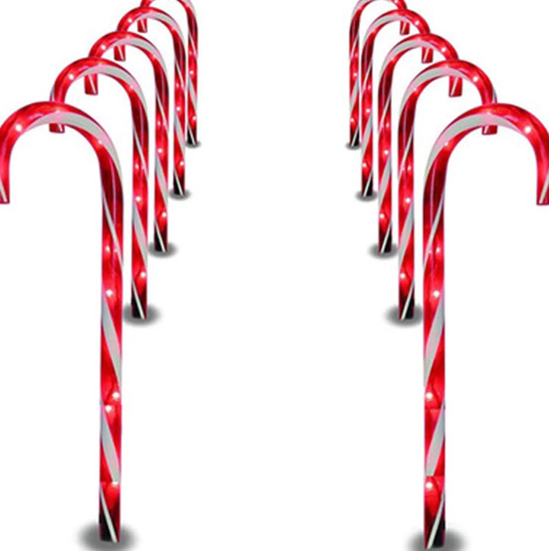 WT trading Verlichte Kerstfiguren^Zuurstok Kerstverlichting – 10 Zuurstokken – Inclusief Grondpennen